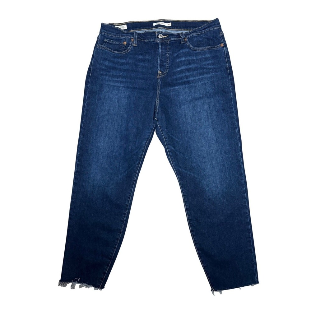Levi's Premium Wedgie Skinny Jeans Dark Wash Raw Hem Button Fly Womens Size 16W